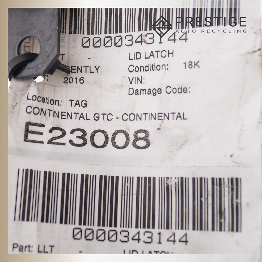 2012-2018 BENTLEY CONTINENTAL Trunk Lock Latch Actuator w/ Handle 4H0827505A OEM