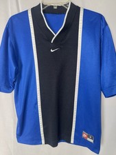 Vintage Nike Shirt Mens Small Blue Black Soccer Jersey V Neck Team Sports 90s