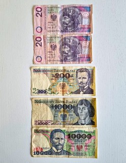 Lot polnische Banknoten Narodowy Bank Polski: 2x20 200 1000 10000 zł
