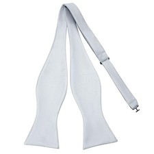 Mens Solid Bowtie Woven Self Tie Bow Ties Tuxedo Wedding Bowties 836-silver