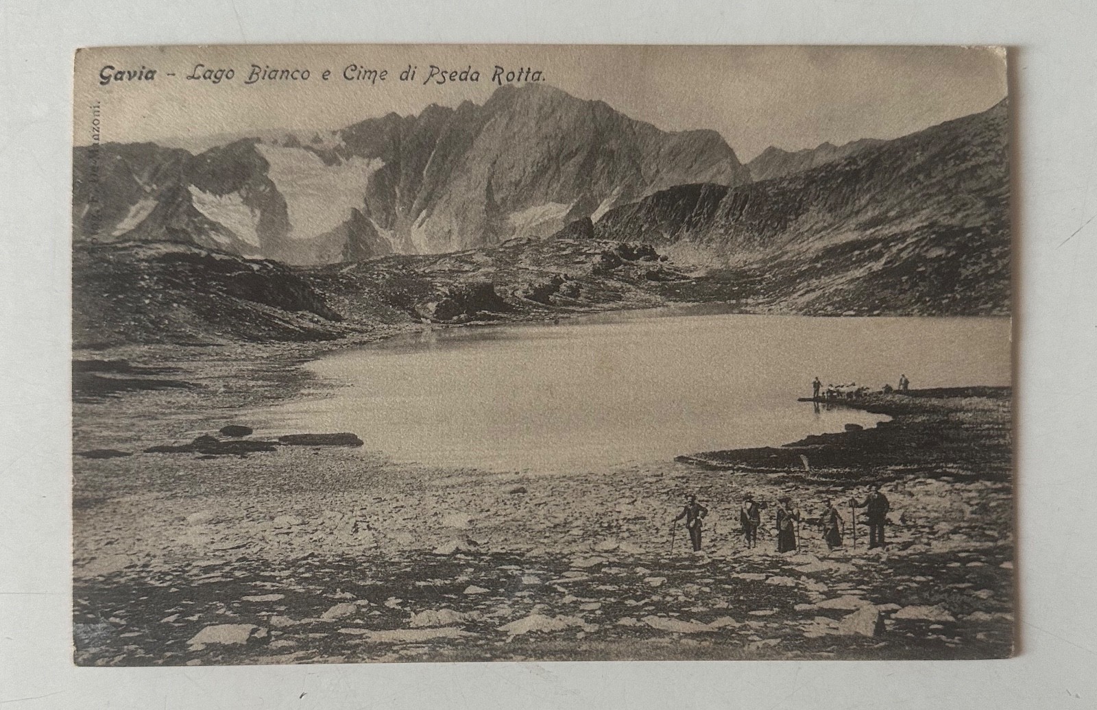 CARTOLINA ANNI 10 VIAGGIATA GAVIA LAGO BIANCO E CIME DI PSEDA ROTTA