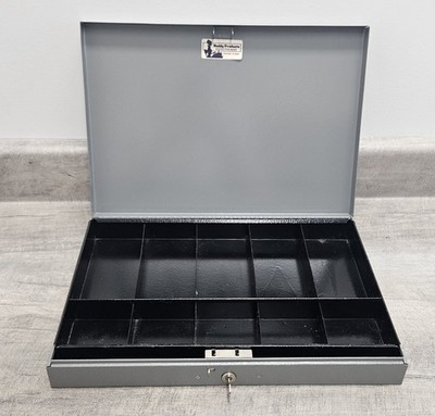 BUDDY PRODUCTS METAL DRAWER MONEY BOX CASH CONTROLLER W/REMOVABLE BILL/COIN TRAY