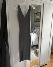 Atmosphere Women's Gray Knit Sleeveless V-Neck Bodycon Sweater Midi Dress S