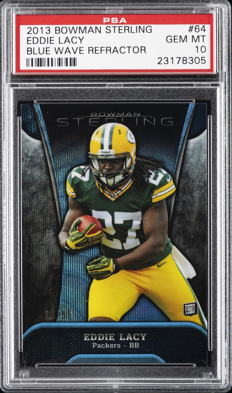 Eddie Lacy Bowman Sterling #64 Blue Wave Refractor