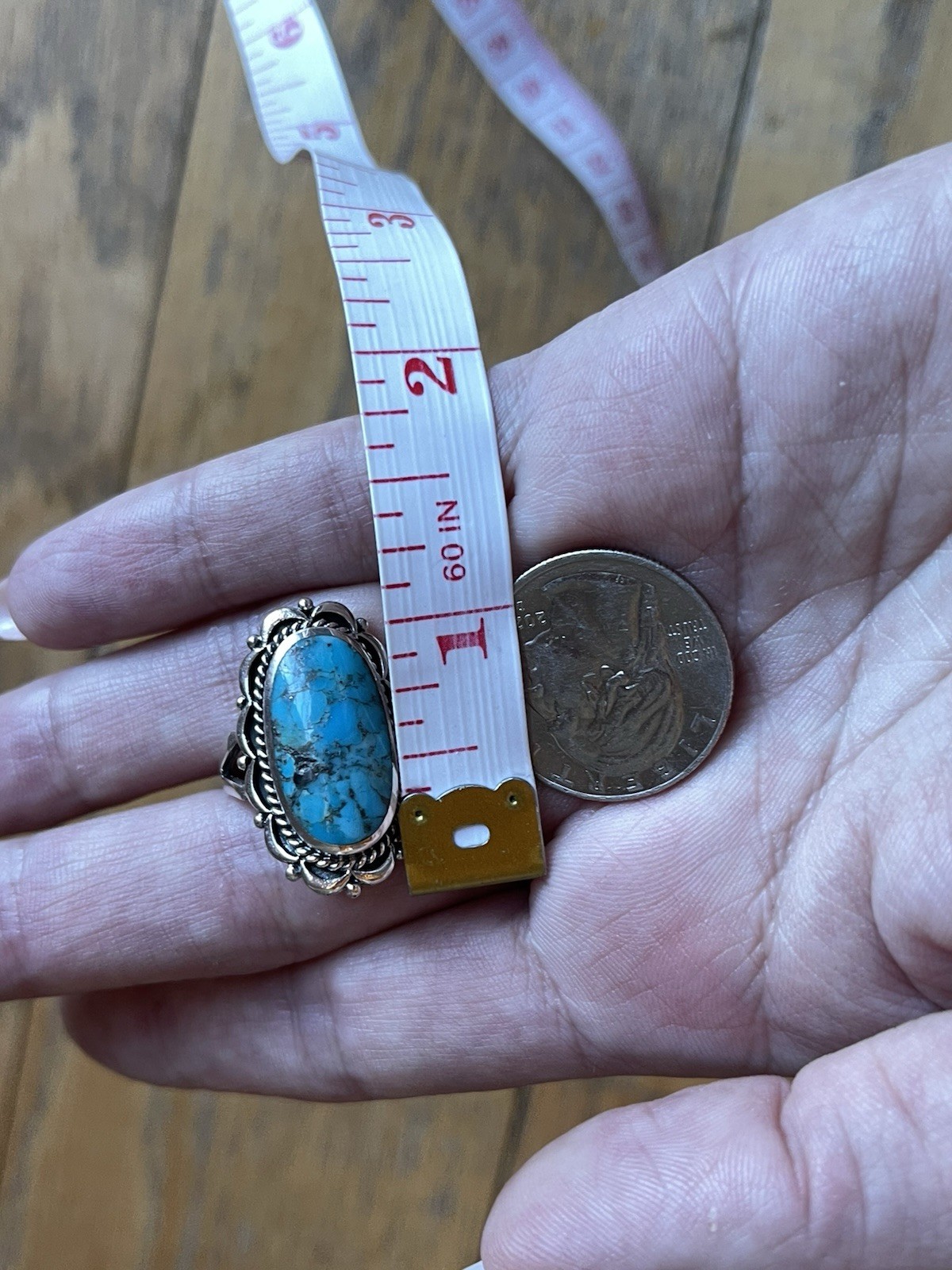 Sterling Silver Large Turquoise Statement Ring Si… - image 9