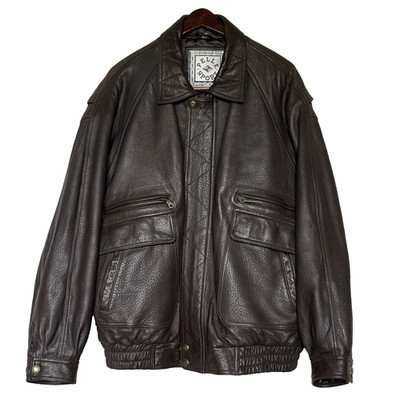 Vtg Pelle Sport Men's Size XL Dk Brown Leather Zip Up Bomber Jacket Motorcycle