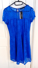 Zanzea dress size 10 blue lacy/short sleeve/liner/side zip