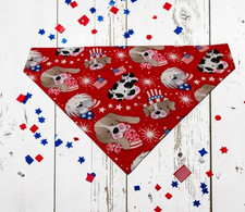 Dog Faces 4th of July Dog Bandana Over the Collar Slide Scarf Bandanna Patriotic