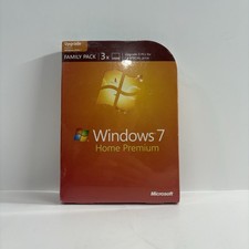 Microsoft Windows 7 Home Premium Upgrade Vista Family Pack 3 PC nuovo con scatola 32 64 bit