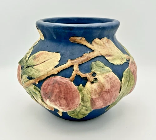 WELLER BALDIN 1915-20 RED APPLES ART POTTERY VASE/PLANTER RUDOLPH LORBER EXCLNT