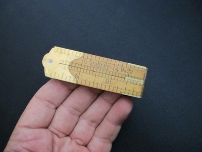 Vtg ''STANLEY'' Jewelers/Machinist #32 Boxwood Folding Caliper Ruler Antique Tool