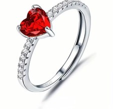 Ring Herz Rot S925 Silber Damen Schmuck Gesch...