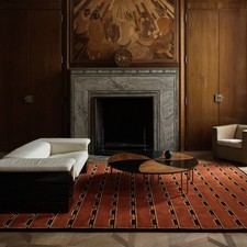 Hand Tufted Wool Rug 8x10 Red Scandinavian Geometric Modern Handmade Area Rug
