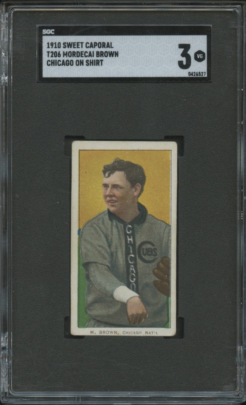 1909 T206 Mordecai Brown Chicago Sweet Caporal 350 SGC 3