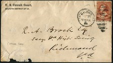 United States 2c Franklin Red Brown Richmond VA US Circuit Court Official Mail C