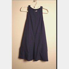 Finders Keepers Navy Pleated Sleeveless A-Line Sheath Dress XS Pockets