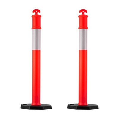 Uimoso Set of 2 Traffic Delineator Posts with Weighted Base, 45-Inch Height
