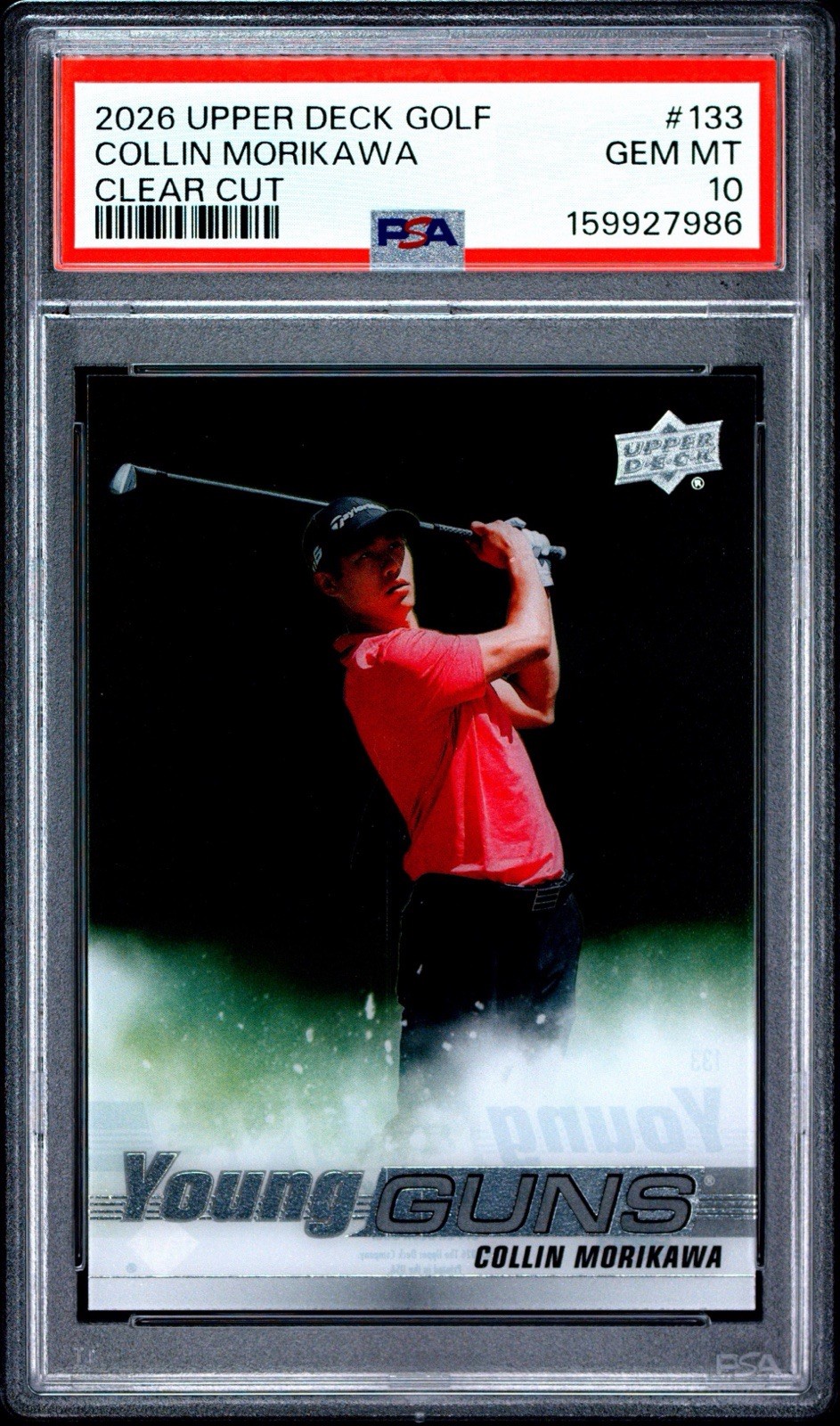 2026 UPPER DECK GOLF #133 COLLIN MORIKAWA CLEAR CUT PSA 10