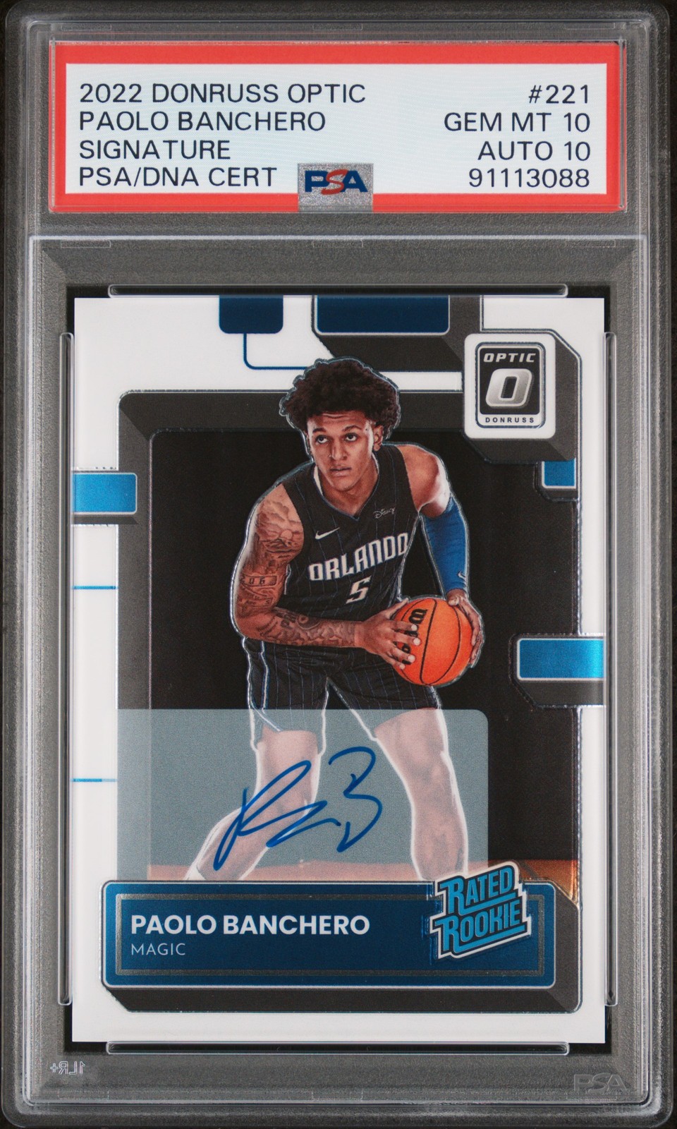 2022 Panini Donruss Optic Paolo Banchero #221 Signature PSA 10 Auto 10