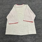 Grey Alore men’s T-shirt XXL with red-trimmed sleeves and back, laid flat on a textured dark grey surface.