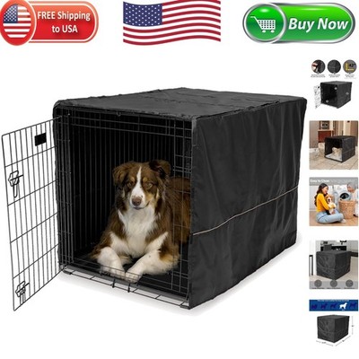 Luxurious Black Polyester Crate Cover for 42-Inch Dog Kennels - Machine Washable
