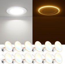 12 Pack 5/6 Inch 5CCT LED Recessed Can Light with Night Light, 2700K/3000K/40...