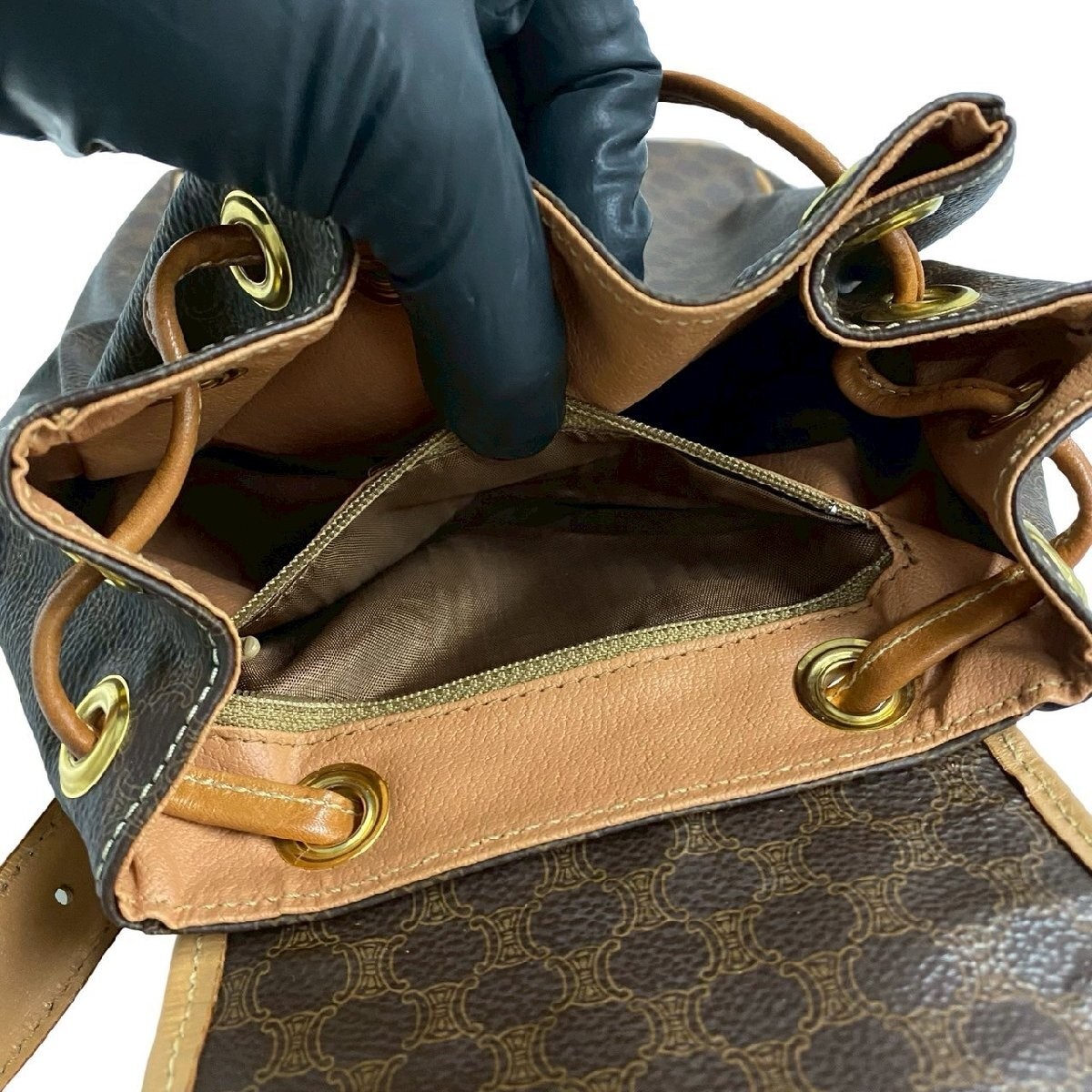 CELINE Macadam Blazon Trionf Pattern Leather Back… - image 10