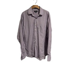 Calvin Klein Dress Shirt Men's Size Large Purple Striped Long Sleeve Button Up