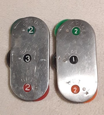 Vintage Baseball Umpire Indicator Strike Ball Counter Clicker 3 Dial Lot of 2