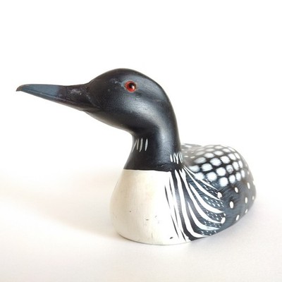 Vtg Water Loon Bird Hand Painted Wooden Figurine Republic of China Old 9'' Import