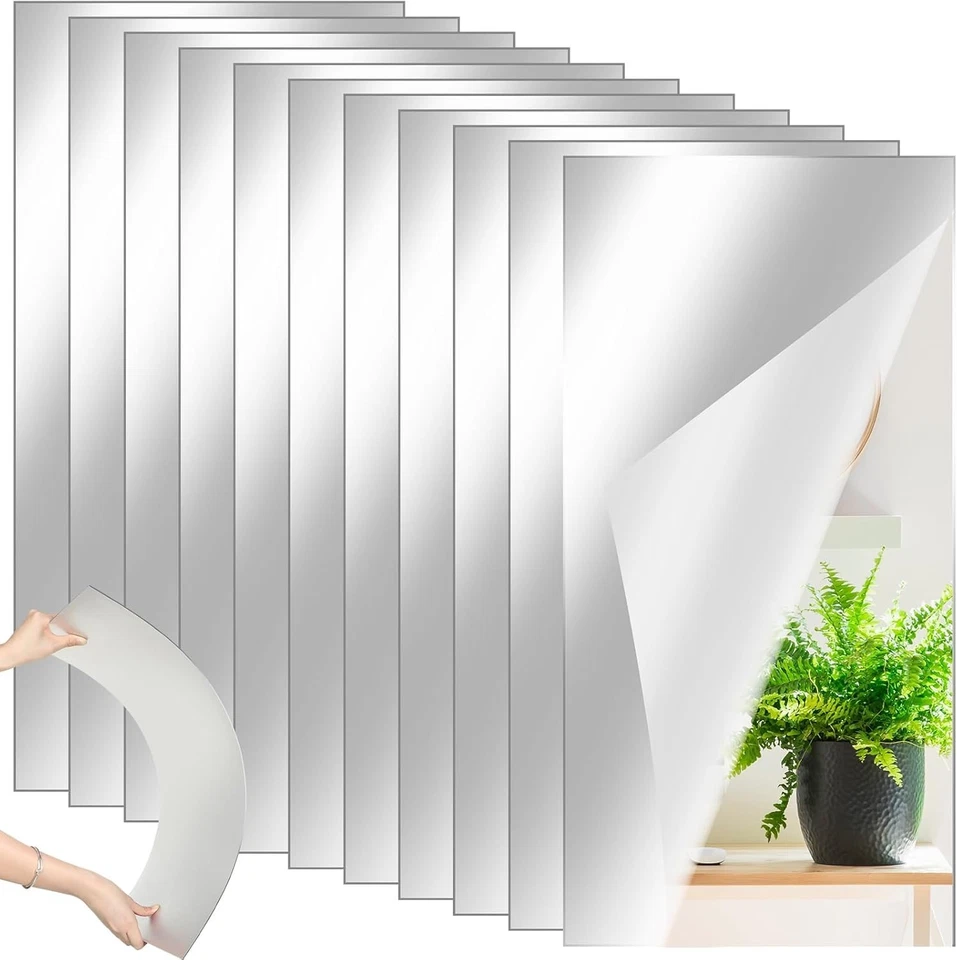 Full-Length Acrylic Home Gym Mirrors: 10 Self-Adhesive Wall Tiles 12'' x 24'' - Image 3 of 4