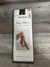 Vintage Sears Nice Touch Day Sheer Knee Highs Size A 2 Pair Off Black
