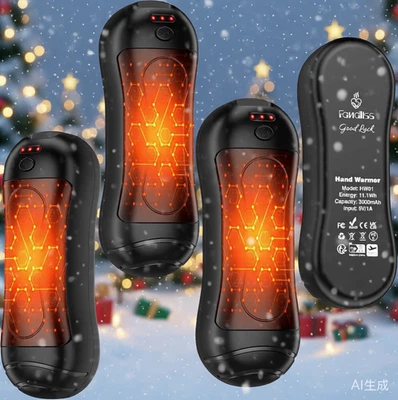 FANDLISS 4x 2x Tragbare Handwärmer USB Power Bank Elektrische Taschenwärmer Wärmer 2in1