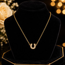 Ladies Horseshoe Necklace 9ct Yellow Gold 375 Hallmarked British Made