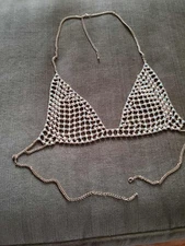 Womens Body Chain Jewelry Bra Halter Rhinestone Crystal Gold Chain Bikini Sexy 