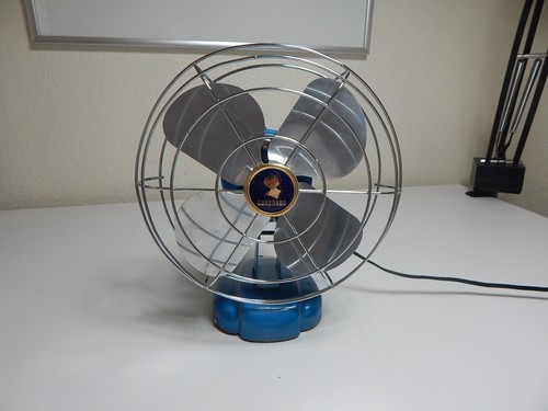 Vintage Art Deco Electric Fan "Coronado" Tabletop Desk or Wall Fan Mid Century
