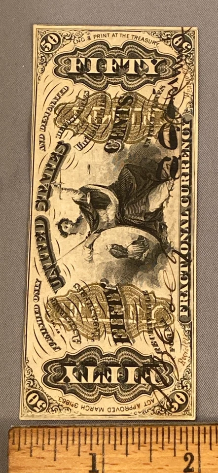 50 Cents Third Issue Fractional Note Colby Spinner Red Hand Sign - Image 2 of 4