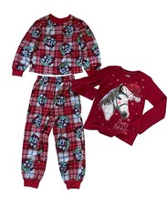 Christmas Pajamas Sz 8 Disney Plaid  Holidays Red Shirt Sz 7