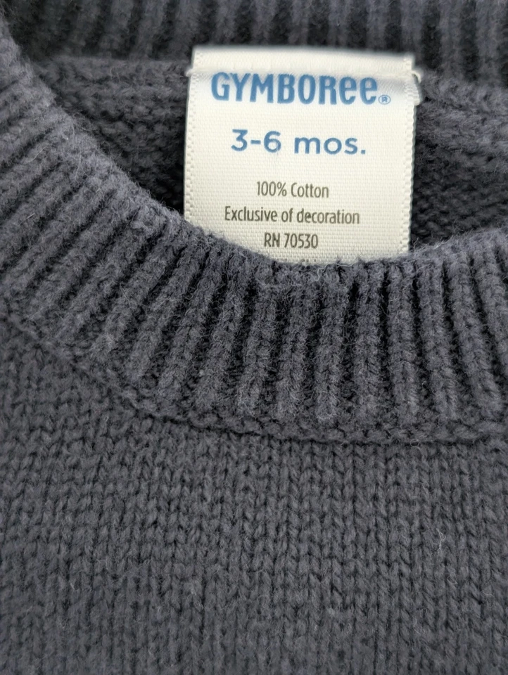 Gymboree Navy Skull Long Sleeve Knit Sweater Halloween Pirate Size 3-6 Months - Image 3 of 4