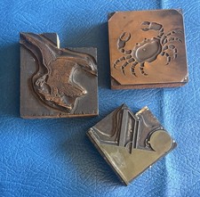 3 Antique Letterpress Printing Blocks