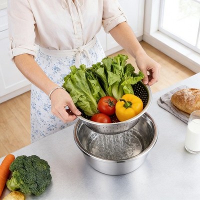 3Pack Multi-Functional Stainless Steel Shredding & Drainage Basin W/ Grating Lid