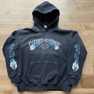 Sweat à Capuche Vintage Harley-Davidson Dudley Perkins - Flammes, Années 90, Taille XL