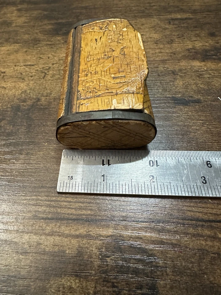 Caja de tabaco de madera con bisagras tallada a mano antigua vintage detalles de metal envío gratuito Foto 4 de 4