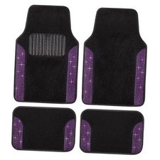 Diamond Bling Car Mats 4-Piece Set, Shiny Rhinestone Crystal Carpet Car Floor