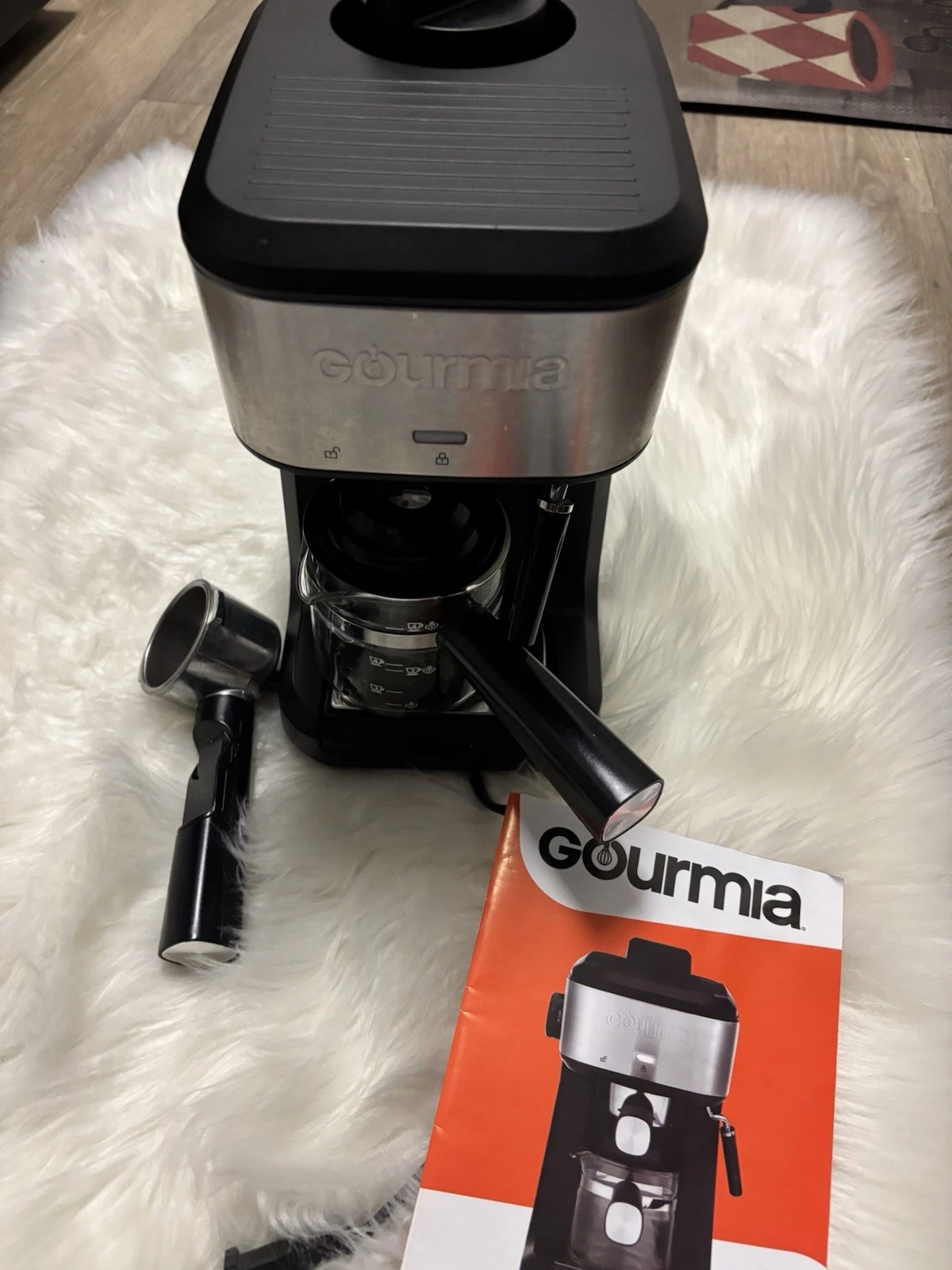 Gourmia Espresso Machine Steam Wand Portafilter Manual Black/Silver