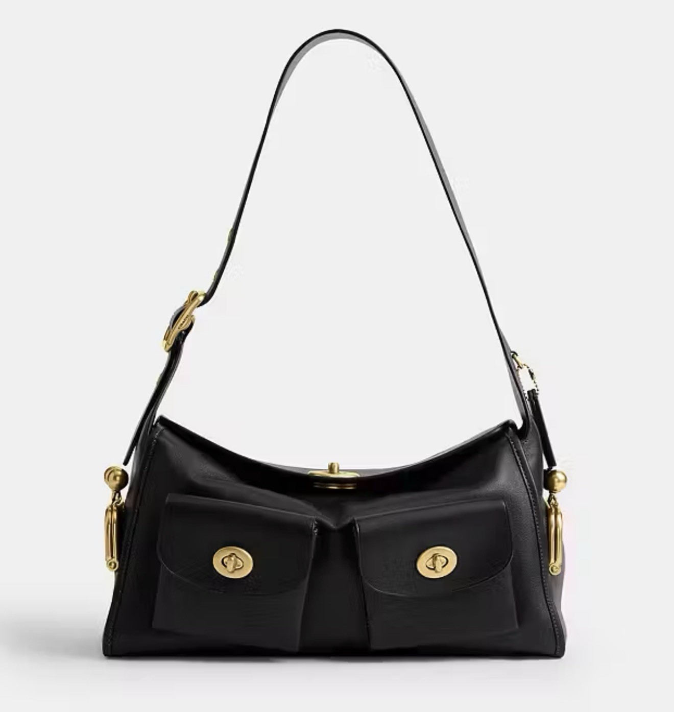 Coach NWT Haversack Shoulder Bag Black Leather Turnlock CDZ12 B4/BK