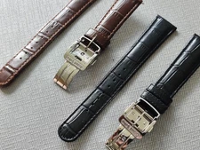 19mm GS leather strap with deployment clip Buckle for Grand watch Seiko