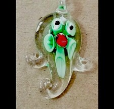 Green Inlaid Lampwork Glass Octopus Pendant Necklace or Car Sun catcher 1.5  