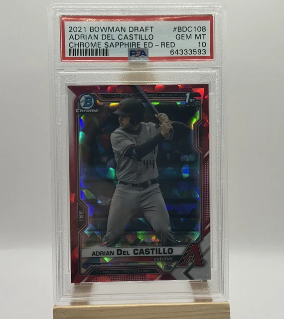 2021 Bowman Draft PSA 10 Adrian Del Castillo 1st Chrome Red Sapphire /5 POP 2