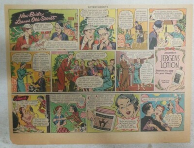 Jergens Lotion Ad: New Bride Learns Old Secret ! from 1940's Size: 7.5 x 10 inch